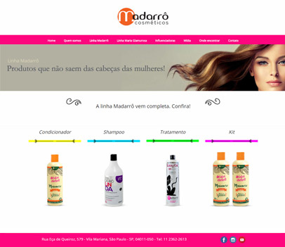 Criação do site madarrô cosméticos.